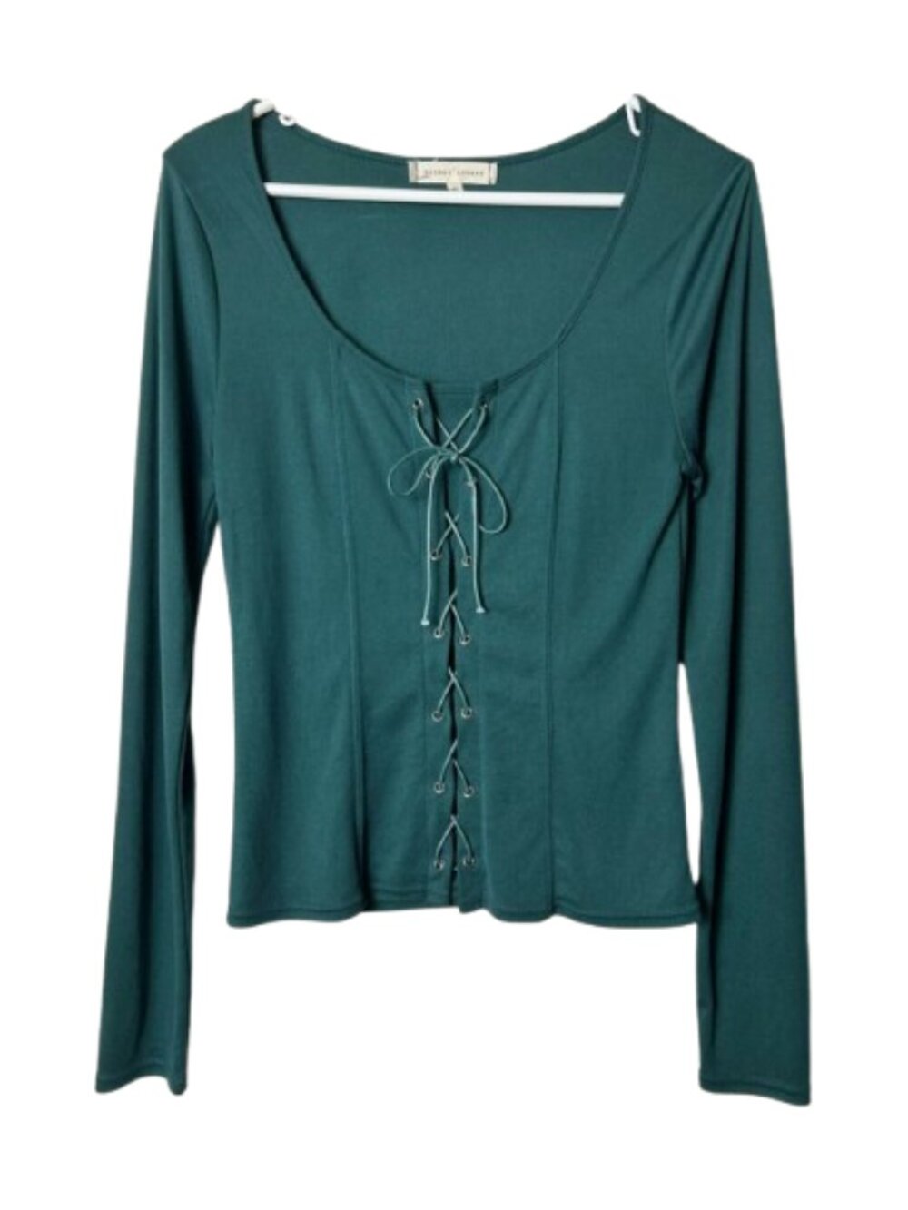Gilded Intent forest green lace up corset long sleeve top womens M